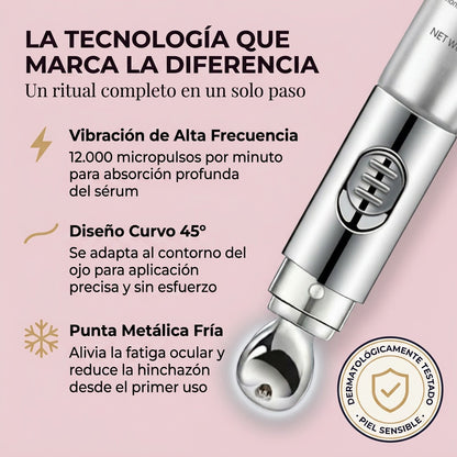 Miravelle™ — Sérum Eléctrico · Masajea, Hidrata y Borra Ojeras